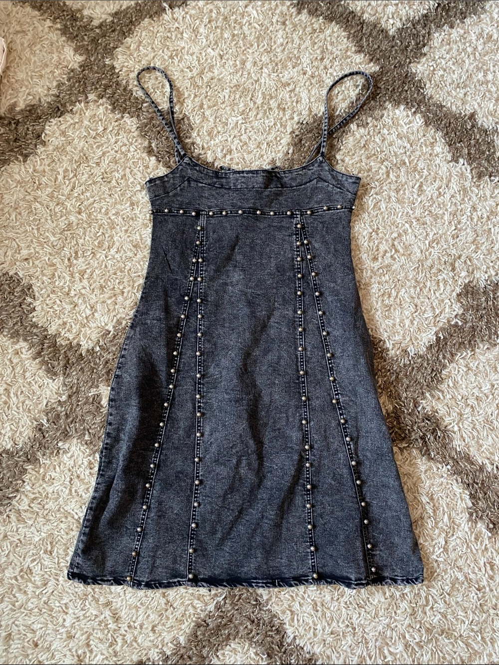 Black Distressed denim dress